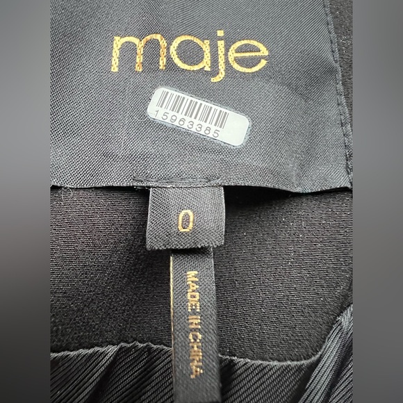 Maje Black Cream High Pile Fleece Faux Shearling Hoodie Puffer Jacket Sz 0 (XS) - Picture 16 of 16